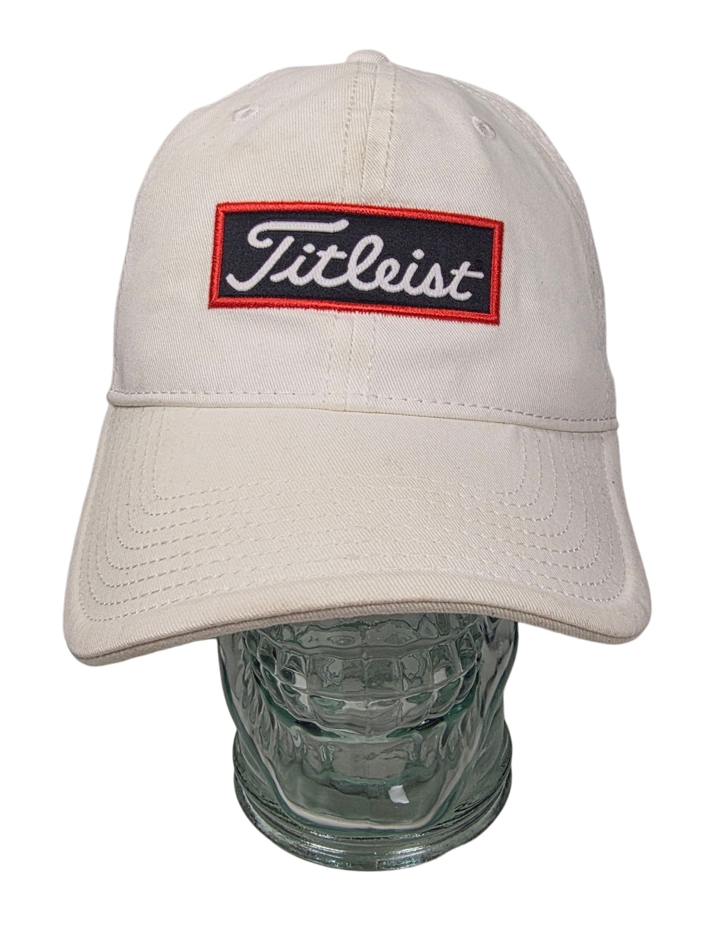 Titleist Golf Hat Cap White Cotton Adjustable Strapback Woven Label Box Logo NEW